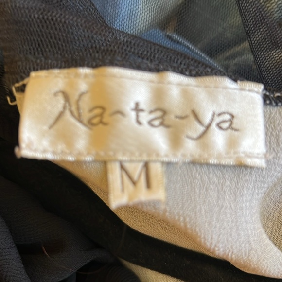 Na-Ta-ya 2 piece flowy midi black sleeveless dress and overlay with roses Med - Picture 12 of 16